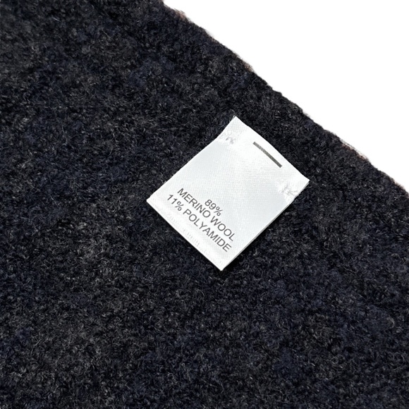 Harley of Scotland Boucle Wool Navy Gray Sleeved Poncho Cardigan Womens OS - Picture 12 of 13